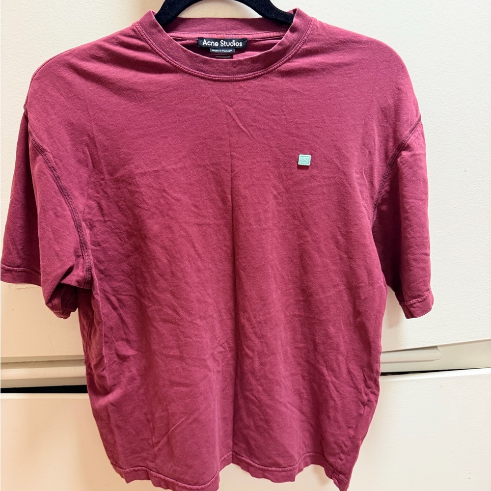 Acne Studios unisex Deep Red micro face Tee